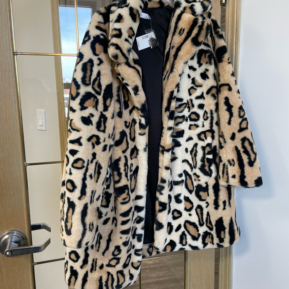 Leopard Print Faux Fur Coat